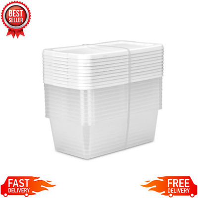 (Set of 10) Sterilite 6 Qt. Clear Plastic Storage Boxes with Snap-On Lid, White