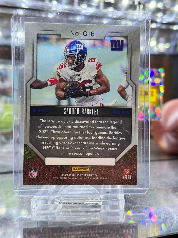 2022 Panini Playbook Saquon Barkley GROUNDING SP Insert Giants Eagles - Image 4 of 4