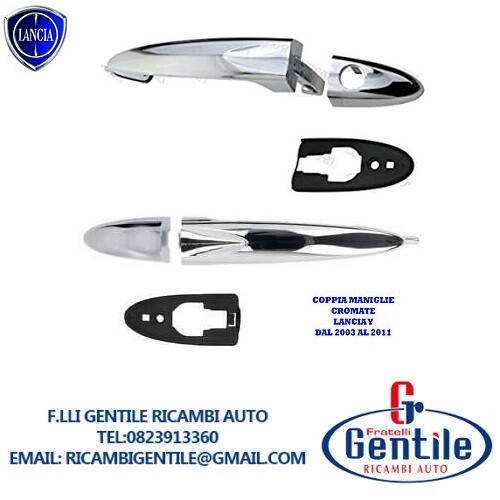 Lancia Ypsilon Y 03 >11 2003>2011 Coppia Maniglie Esterne Cromate Sx + Dx - Miniatura 2