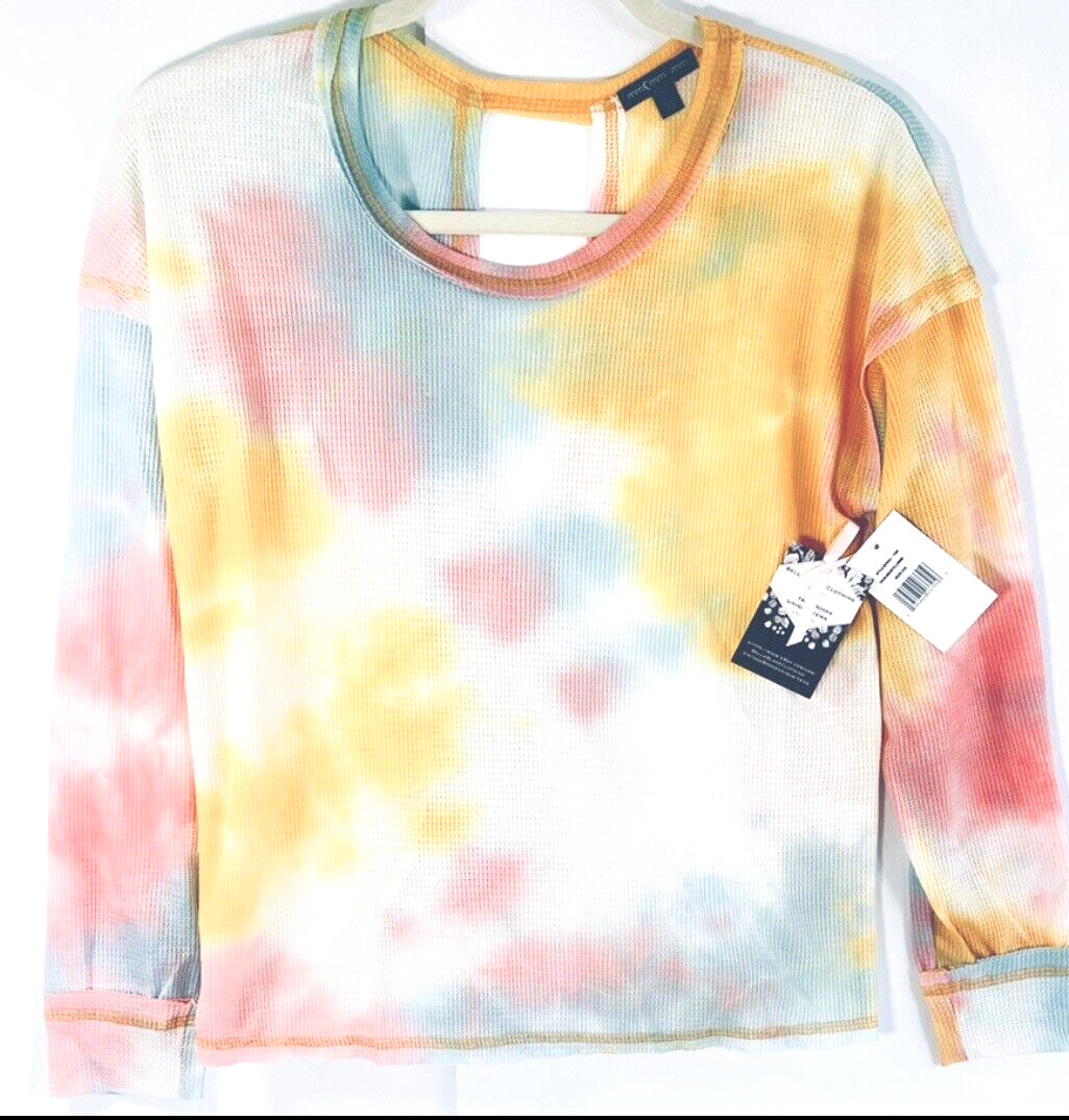 Moa Moa Top XS (0) Juniors Yellow Mauve Mix Tie Dye look NWT $39