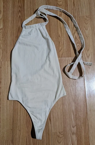 Vaute Couture Bodysuit S Halter Organic Cotton Open Back Sustainable RARE - product listing photo