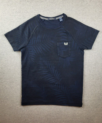 Scotch and Soda Amsterdam Couture Men s Shirt Navy Floral All Over Print Small