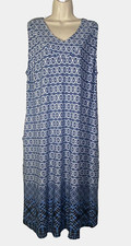 Catherines AnyWear Maxi Dress Women's Plus 0X 14-16W Sleeveless Blue NWT $79.95