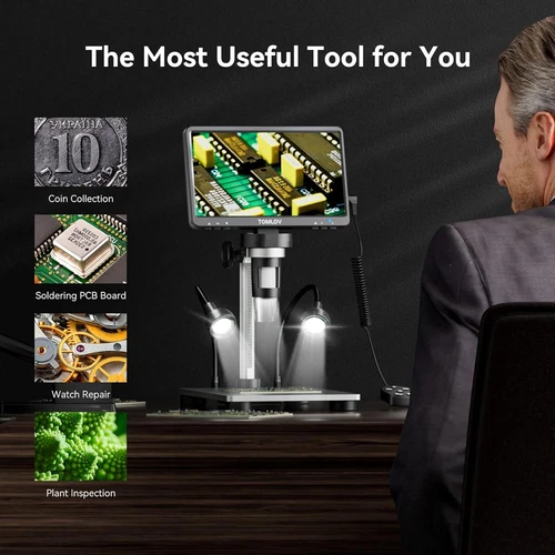 Microscopio digital TOMLOV 7" HD 1080p 1200X lupa para monedas joyería lupa cámara - Imagen 4 de 11