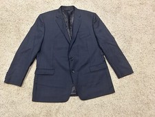 LAUREN Ralph Lauren 50L Sport Coat Blazer Suit Jacket Navy Blue Plaid WOOL Y24
