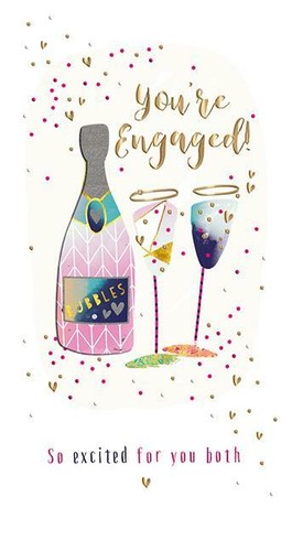 Engagement Congratulations Engaged Champagne Luxury Handmade Card Talking Pics - Picture 2 of 2