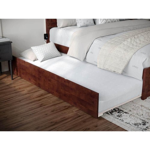 AFI Daybed Twin/Queen Durable Solid Hardwood Extra Long Trundle in Walnut Brown - Picture 8 of 8