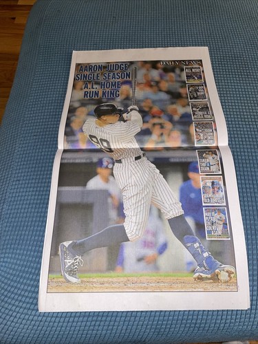 NY Yankees Aaron Judge 62 HR’s Record Breaking NY Newspaper Lot Roger Maris Mint - Picture 6 of 6