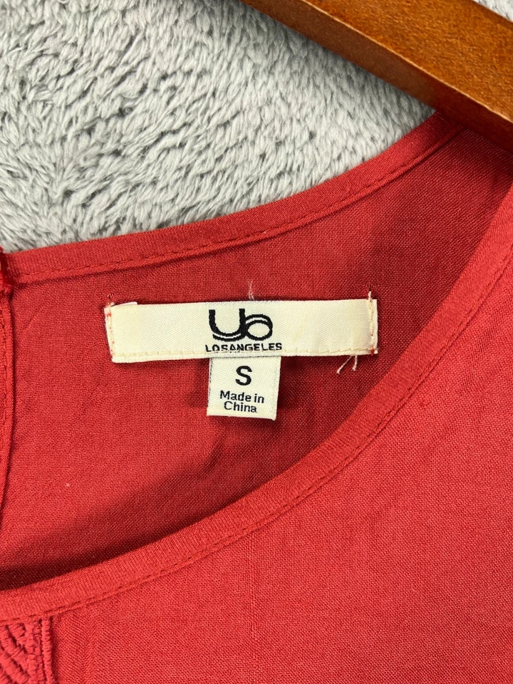 YA Los Angeles Mujer Vestidos Pequeños Mini Vestido Boho Rojo Manga Larga Bordado Foto 3 de 4