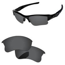 Lenslog Black Polarized Replacement Lenses For-Oakley Flak Jacket XLJ Sunglass