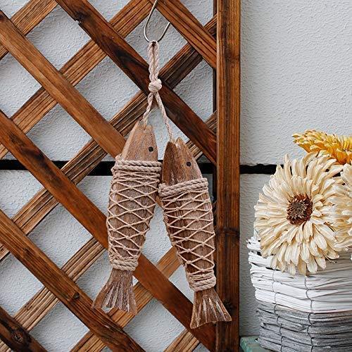 2er Set Handgefertigte Holzfische Maritim Ornament Hängende Wand Wohndeko - Bild 4 von 5