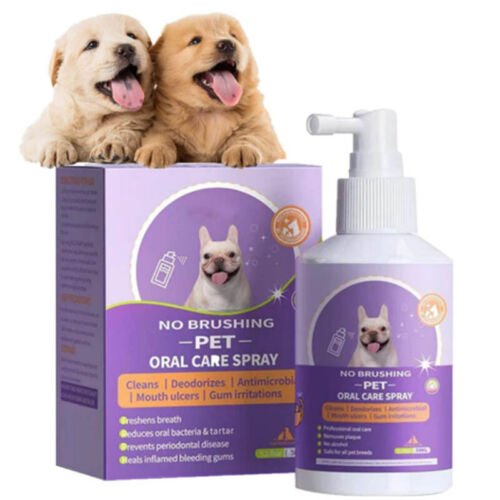 Pet Oral Sprays Teeth Cleaning for Dogs & Cats Bad Breath Tartar Plaque Removals - Picture 1 of 12