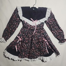 VTG 1980s Sz 5 Girls Pageant Runway Dress Kiddin Around Lace, Bows Ruffles