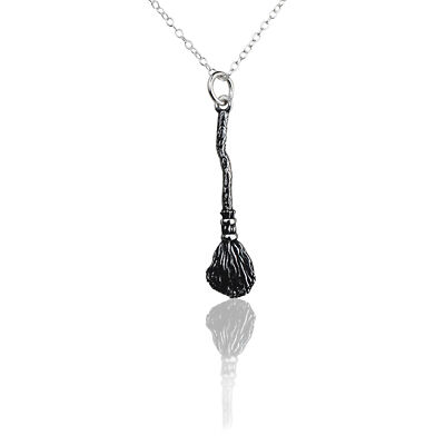 Witch's Broom Necklace - 925 Sterling Silver with 18'' Chain
