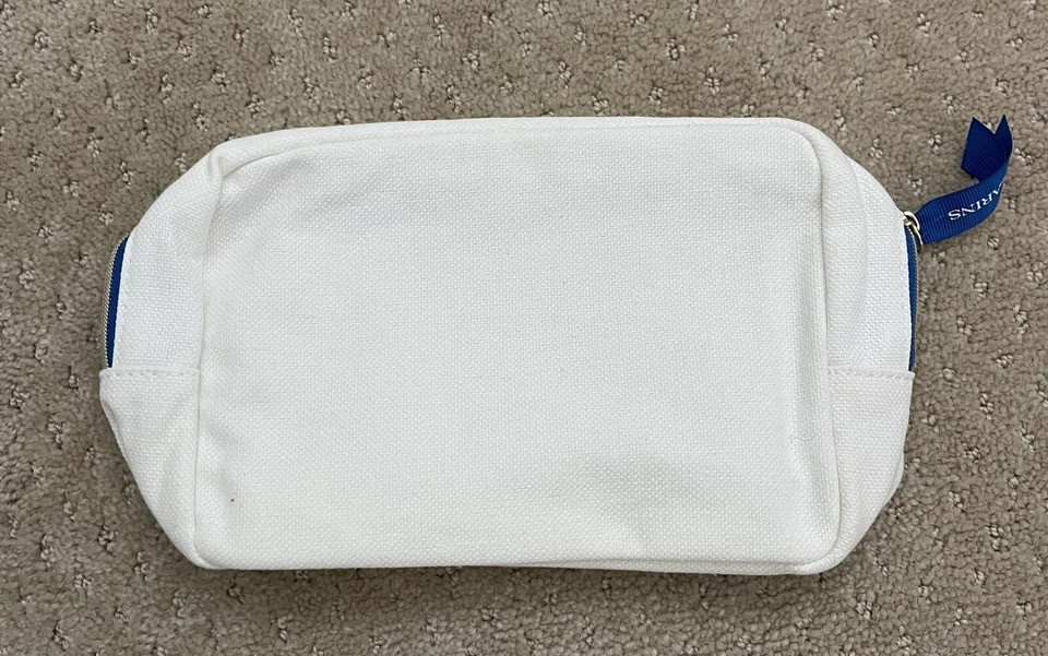 Bolsa de Maquillaje CLARINS Amarillo Azul Blanco con Palmeras y Bolsa de Viaje de Cosméticos para Pájaros-NUEVA Foto 2 de 4