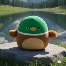 Squishmallows Avery The Mallard Duck Plush Small 8" Green Brown NWOT Ages 3 