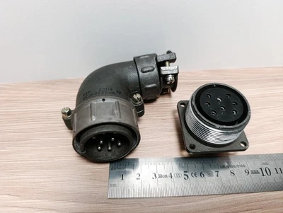 Connecteur F32mm 8 broches mâle + femelle plaqué argent militaire URSS NOS - Photo 1/4