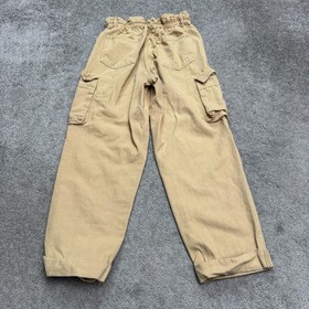 NUON Paperbag Cargo Ankle Pants Women 30 Tan Brown High Rise Cotton Casual 26x26