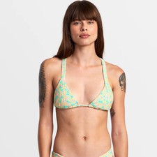 NEW RVCA Women's Small Confetti Floral Wide Strap Bikini Tri Top Swimsuit Size 8