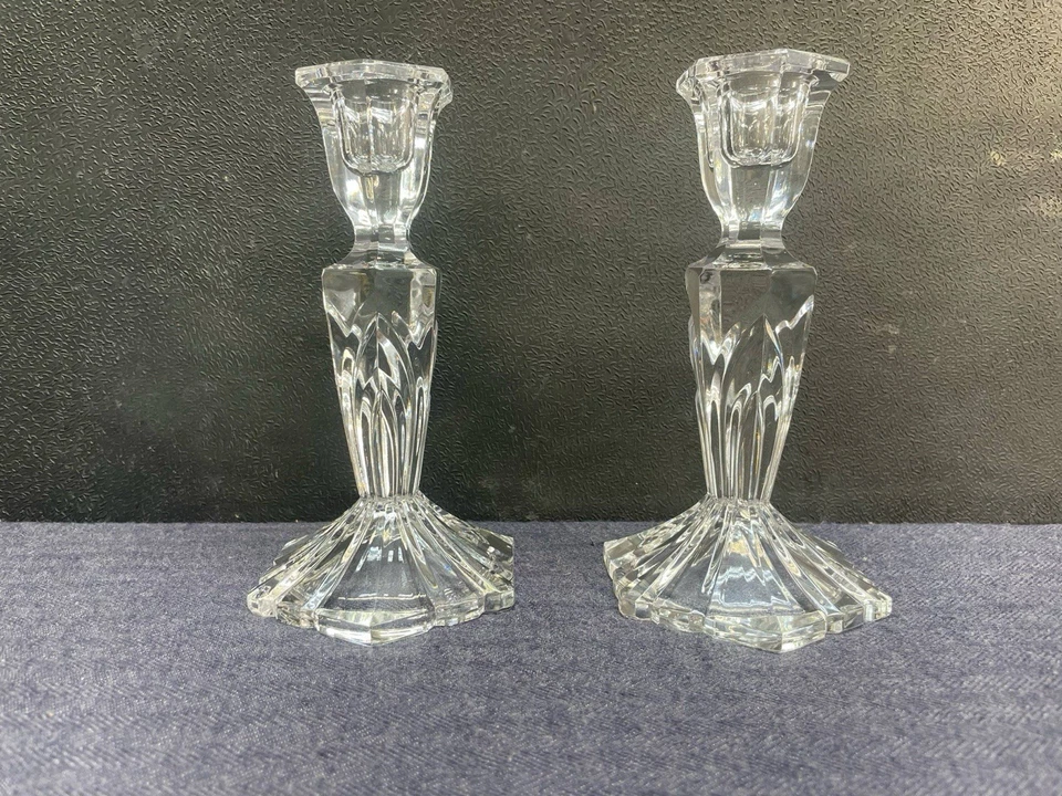 Pair Of Fifth Avenue Crystal Palisades 7” Candle Holder Candlesticks Set of Two - Image 3 of 4