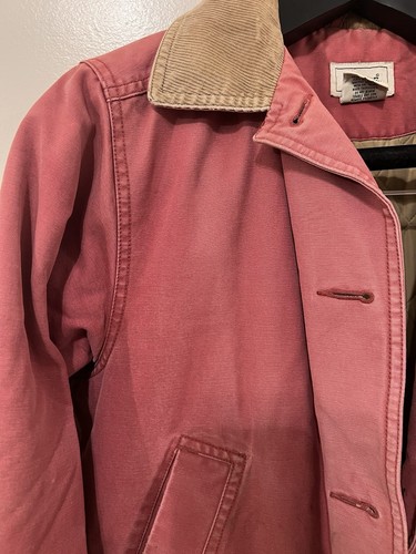 Giacca LL Bean Barn donna media rossa cappotto lavoro velluto a coste tela trapuntata isolata - Foto 2 di 8