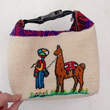 Peruvian Woven Textile Pouch Small Boho Bag w/ Clip  Zip Closure Embroidered