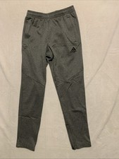 Adidas Pants Mens Small Gray Fleece Joggers Tapered Zip Ankle Elastic Waist