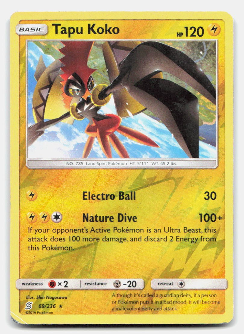 Tapu Koko 69/236 Rare Unified Minds Pokemon Reverse Holo MP