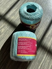 2 szpule NIP South Maid Blue AQUA Rozmiar 10 100% Bawełna Szydełkowa nić 350 jardów