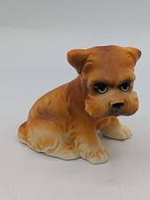 Estatuilla de perro Norcrest Schnauzer de porcelana de cerámica de colección Japón gruñón cachorro 3"