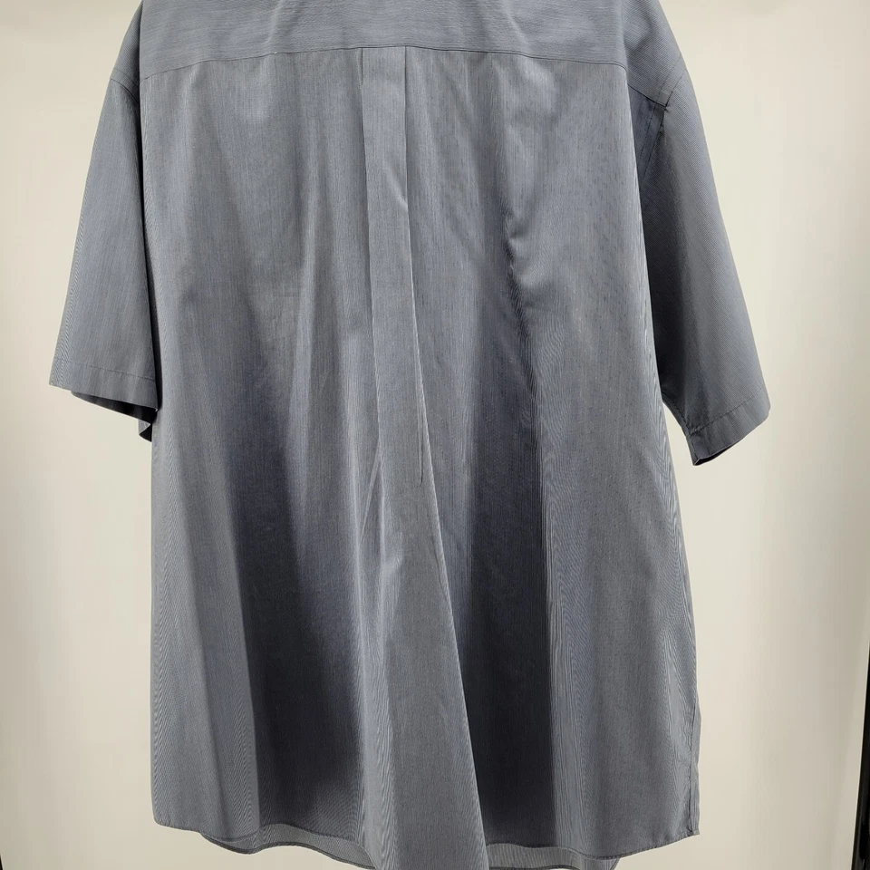 ROUNDTREE & YORKE Etiqueta Dorada Para Hombre 2XT Azul Pin Rayas Abotonadas Manga Corta Foto 3 de 4