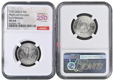 Mayflower Compact 2026 P Quarter 25c NGC MS68 versiones tempranas #2830
