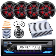 JVC Marine CD Receiver W/Wired Remote, 4x 6.5" 120W Speakers W/Grille, Amplifier