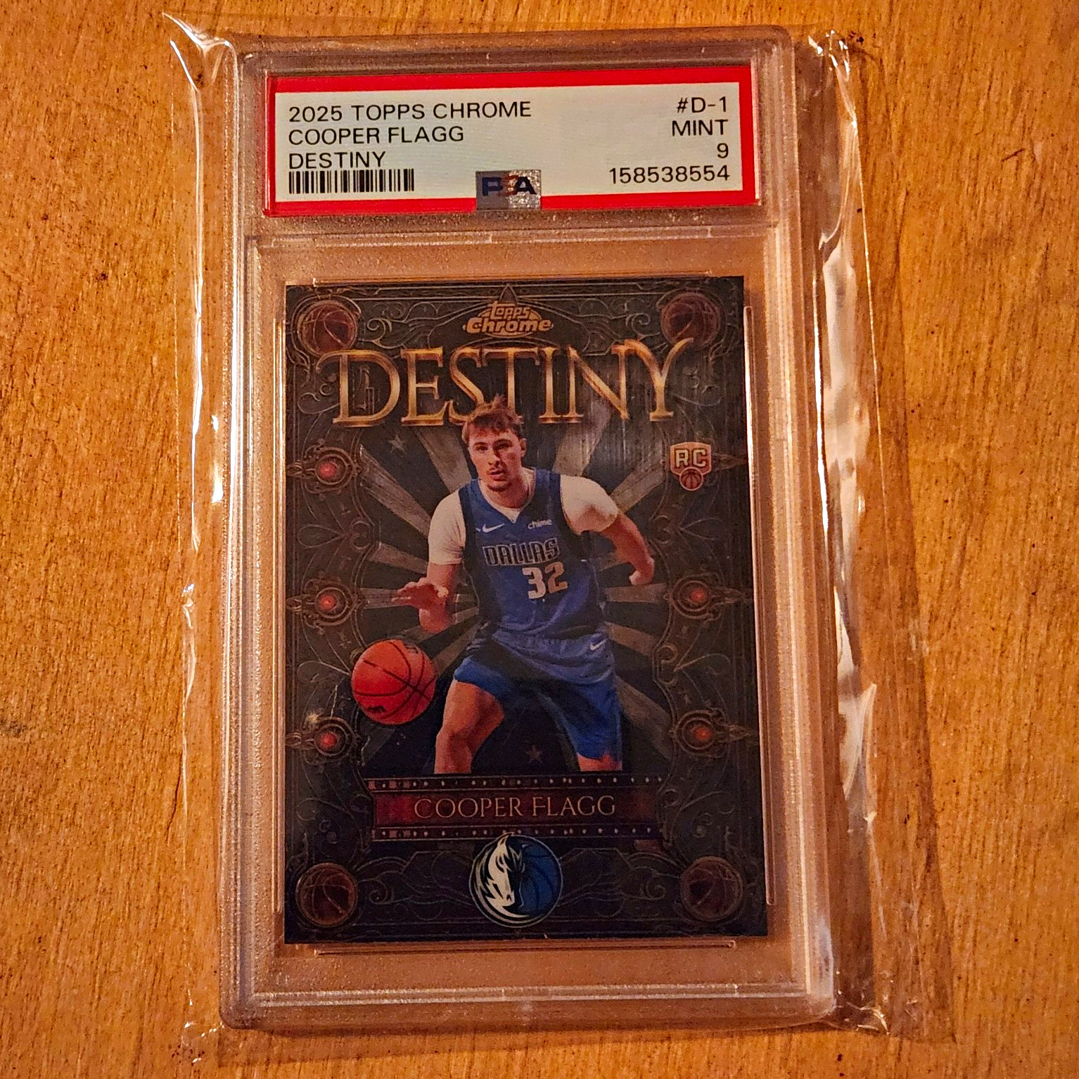 Topps 2025 Chrome Destiny #D-1 Cooper Flagg RC PSA 9 Dallas Mavericks