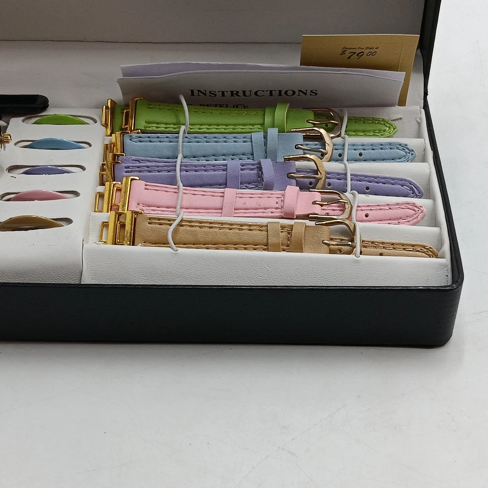 Estojo de relógio Navarre com 5 pulseiras 11 faces 1" diâmetro feminino presente quartzo - Imagem 3 de 4