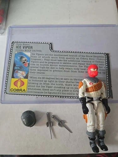 ICE VIPER V1 GI Joe 1987 100% Vintage Cobra WOLF Driver w/ Filecard & Accessorie