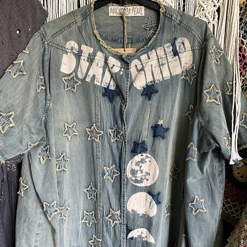 NWT Magnolia Pearl Star Child Kimi Coat 543 Washed Indigo One Size - Picture 2 of 11