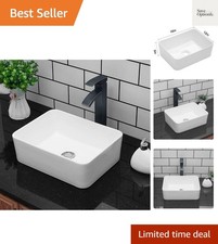 Vessel Sink Rectangular - 16"x12" Modern White Bathroom Sink Rectangle Above ...