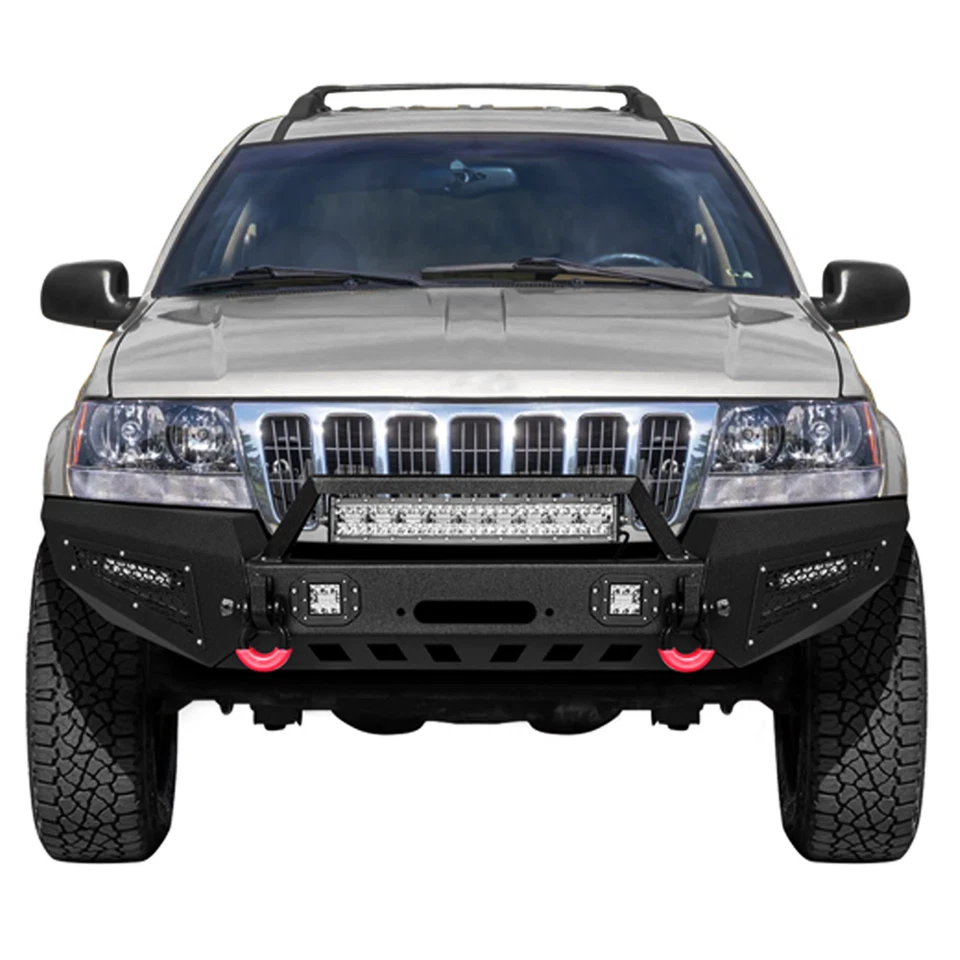 VIJAY For 1999-2004 Jeep Grand Cherokee WJ Front Bumper with Winch Seat & Lights Foto 2 de 4