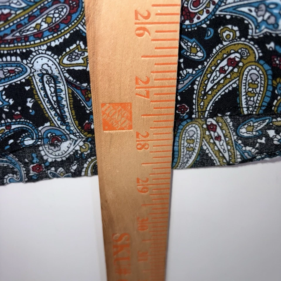 Alan River Para Hombres Mediano Paisley Boho Bohemio Negro Abotonado Cuadros Puño Abatible Foto 4 de 4