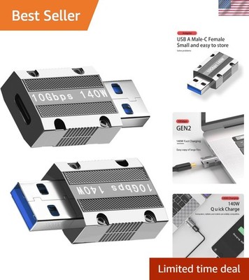 Double Your Productivity: 2 Pack 10Gbps USB C to A Adapters for Fast Charging