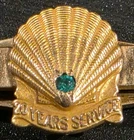 Vintage 10K Yellow Gold Shell Gas & Oil Employee 20 Year Service Award Tie Clip