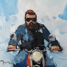 Jose TRUJILLO Angels Biker on Motorcycle PRINT of Oil Painting 16x16
