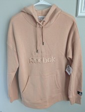 BRAND NEW REEBOK WOMEN'S HOODED SWEATSHIRT PALE PEACH SIZE MED Kangaroo Pockets