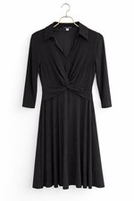 Tommy Hilfiger Womens Petite Size 8P Black Knotted V Neck 3/4 Sleeve  NEW