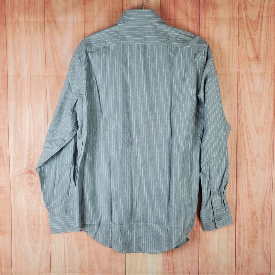 DKNY Dress Shirt Mens Sz 15.5 Gray Striped Slim Fit Oxford Business Formal - Image 2 of 4