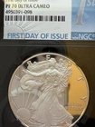 2019-W $1 American Silver Eagle NGC PR-70 Ultra Cameo - First Day of Issue Label