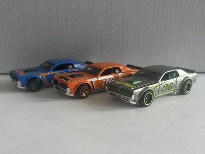 Lot of 3 Hot Wheels  68 Mercury Cougar Blue Orange Zamac