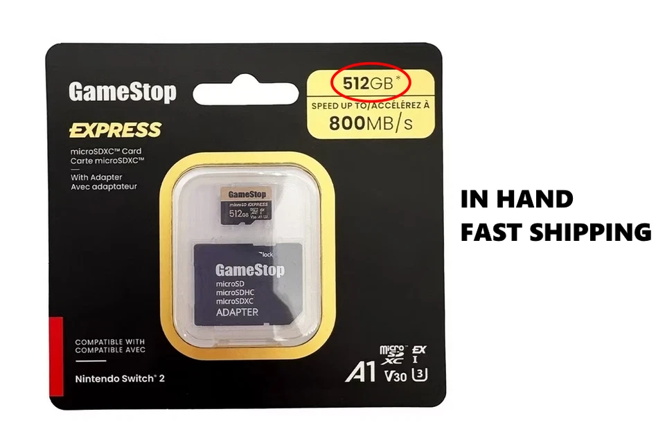 GameStop 512GB Express Micro SD Card for Nintendo Switch 2 w/ Adapter BRAND NEW