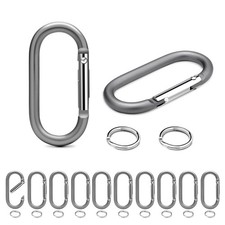 CooBigo 12Sets 2 Inch Large Carabiner Clips, Aluminum 2 inches x 0.94", Gray